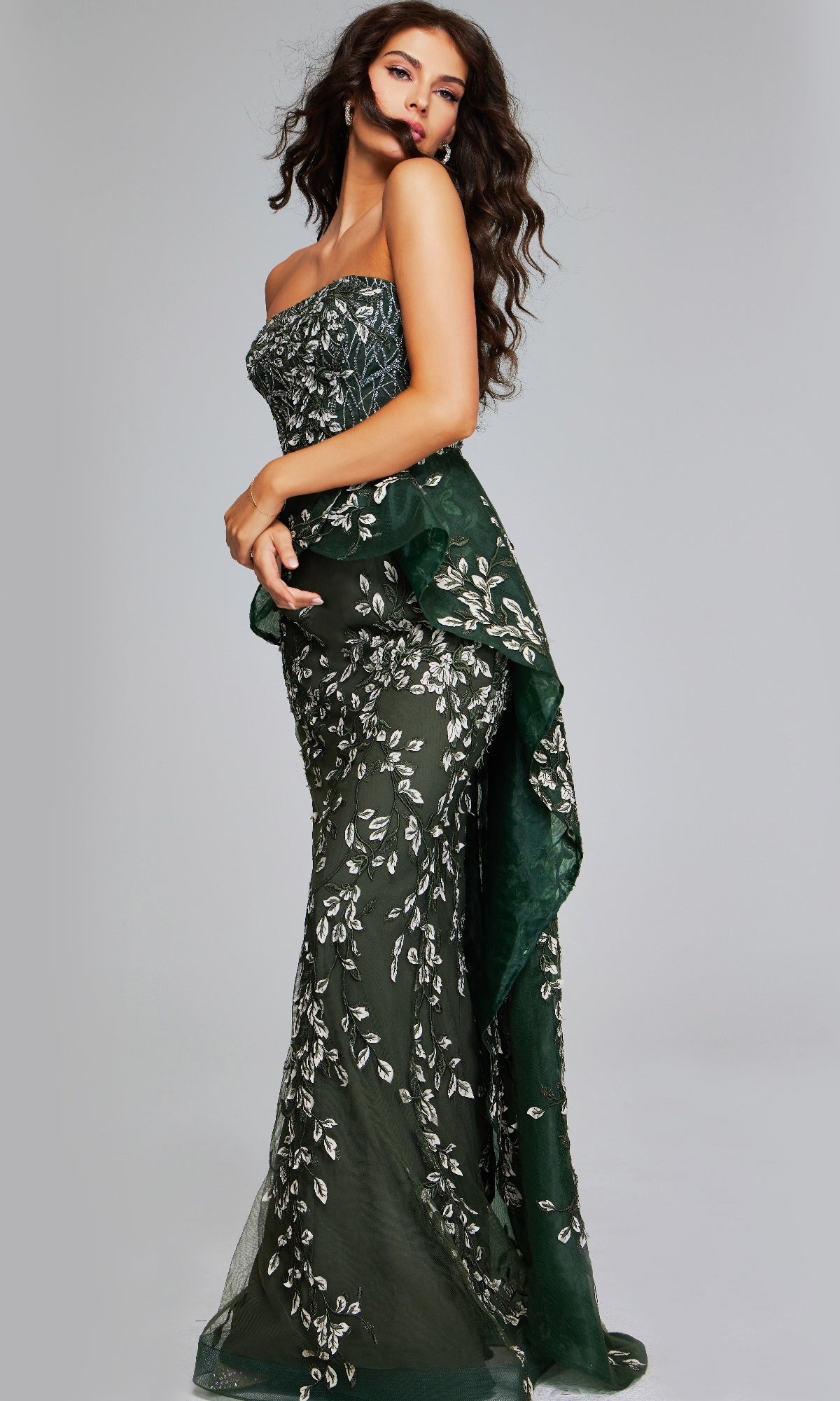 Jovani 37599 Long Dark Green Formal Gown – Perfect for Prom, Gala, or Wedding