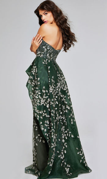 Jovani 37599 Long Dark Green Formal Gown – Perfect for Prom, Gala, or Wedding