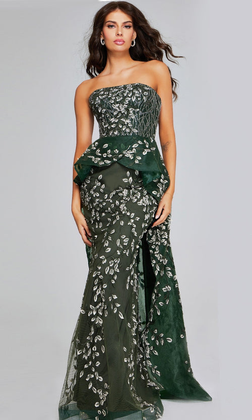 Jovani 37599 Long Dark Green Formal Gown – Perfect for Prom, Gala, or Wedding