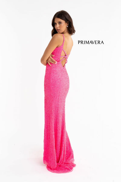 Primavera Couture 3792 Long Fitted Sequin Formal Slit Prom Gown