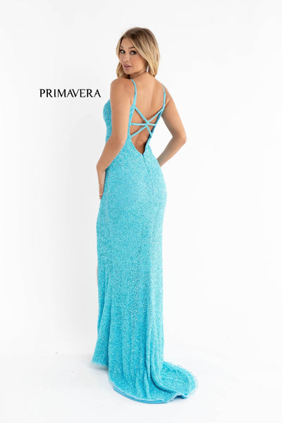 Primavera Couture 3792 Long Fitted Sequin Formal Slit Prom Gown