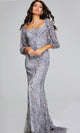 Vestido formal largo gris Jovani 38110: perfecto para graduación, gala o boda.