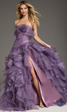 Jovani 38236 - Strapless Ruffled Evening Gown