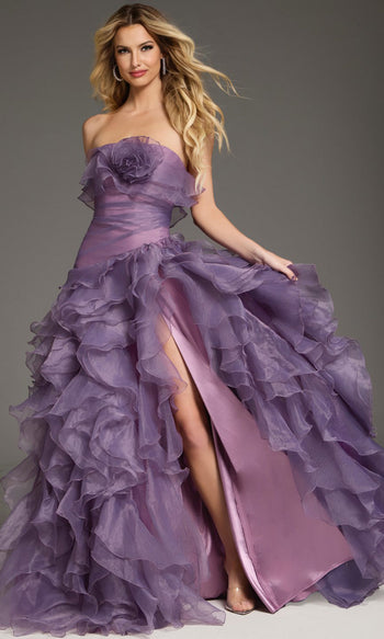 Jovani 38236 - Strapless Ruffled A-Line Evening Gown