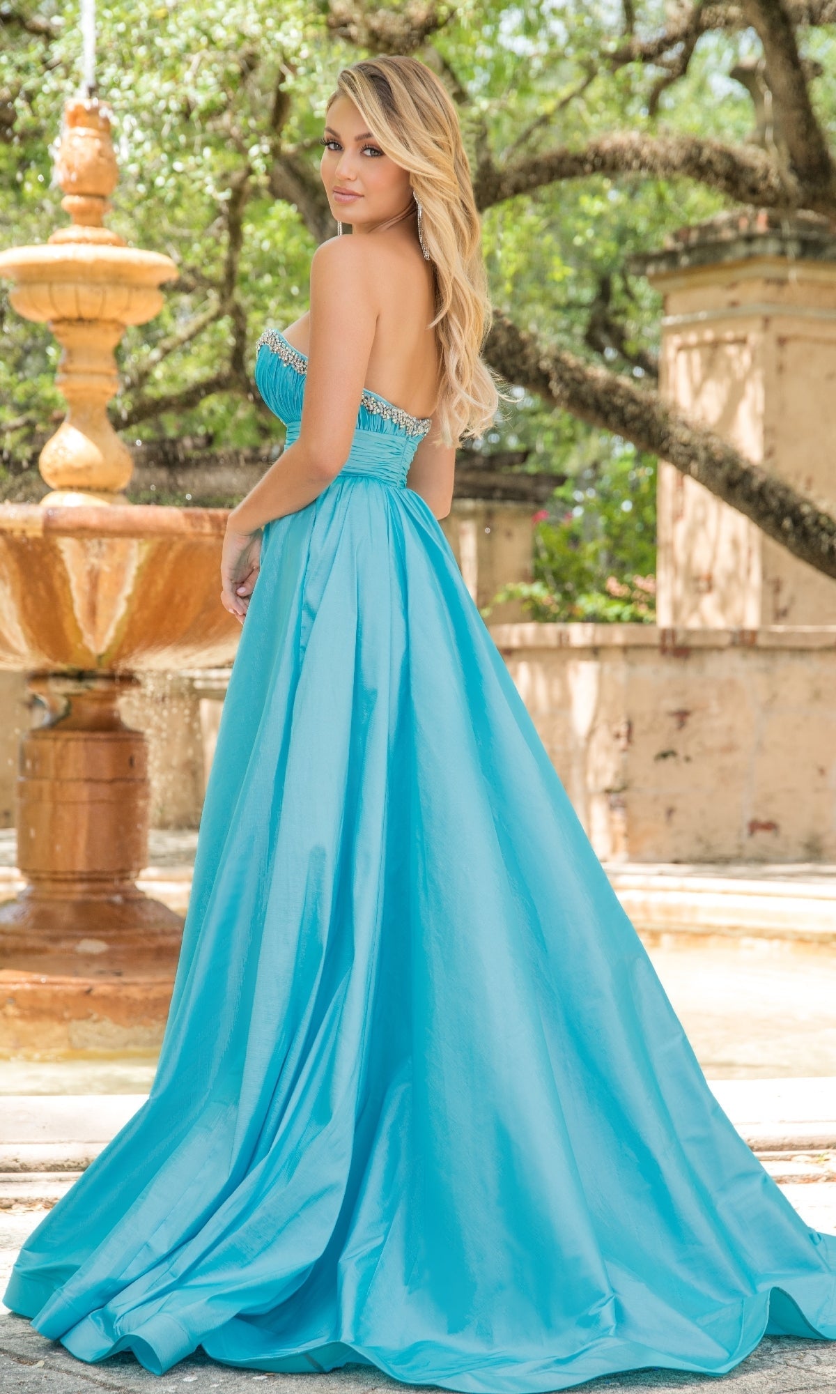 Ava Presley 38337 A-Line Empire Strapless Slit Formal Evening Dress