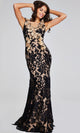 Jovani 38497 – Elegante vestido largo de fiesta en negro y nude