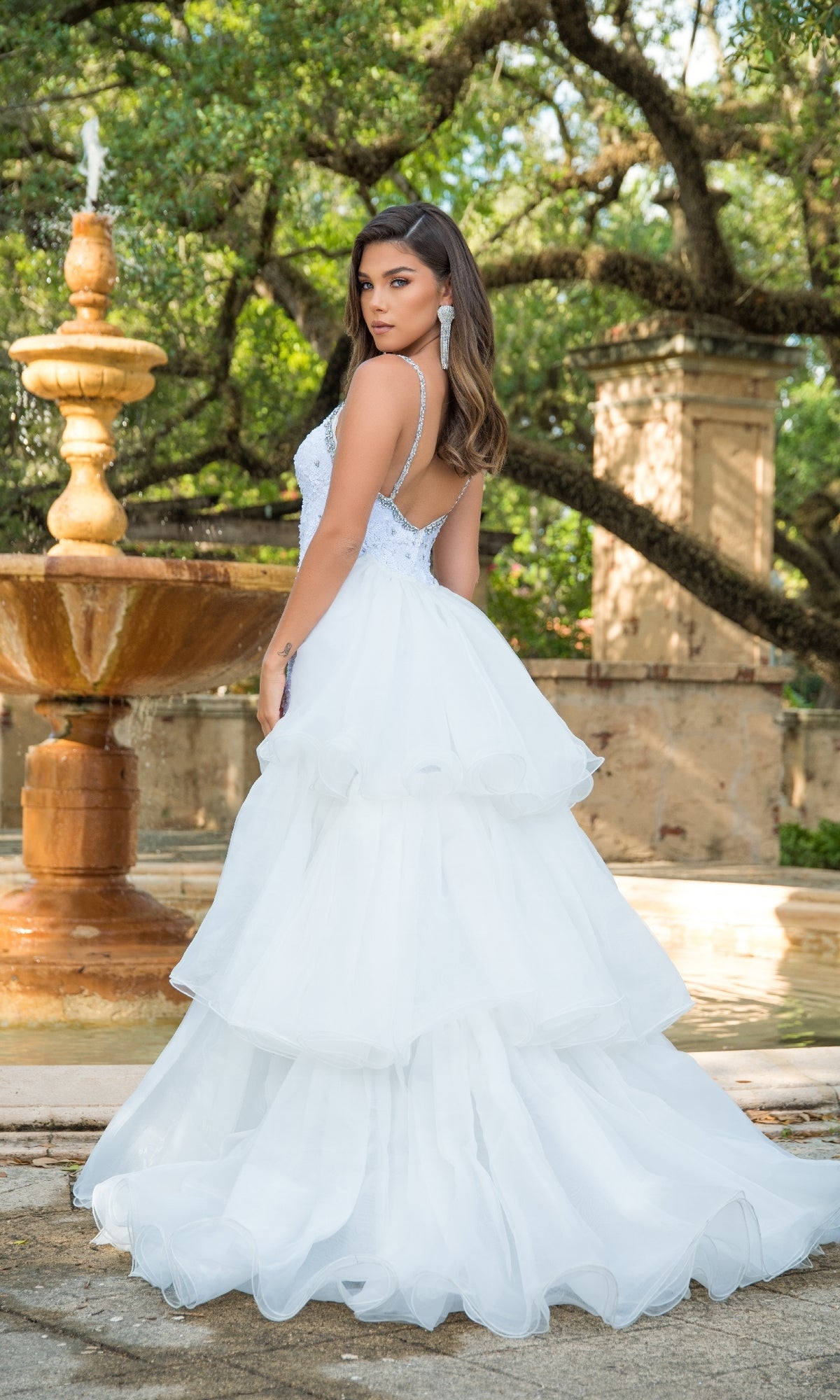 Ava Presley 38813 Long Fitted V-Neck Overskirt Tie Skirt Corset Dress