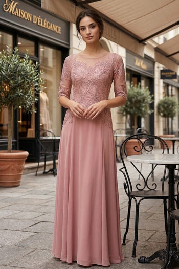 Women’s Long Embellished Formal Dress with Sheer Sleeves and Beaded Lace Bodice By Eva USA 5222