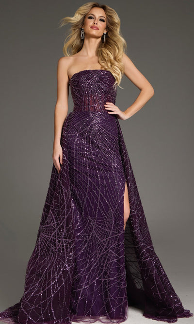 Jovani 39029 - Strapless Sequin Mesh Overskirt Gown