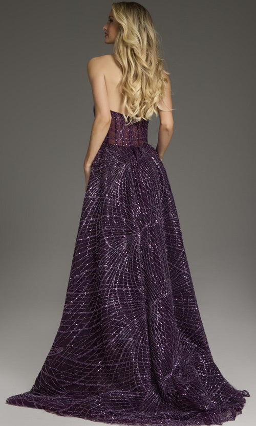 Jovani 39029 - Strapless Sequin Mesh Overskirt Gown