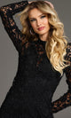 Jovani 39034 - High Neckline Floral Lace Gown