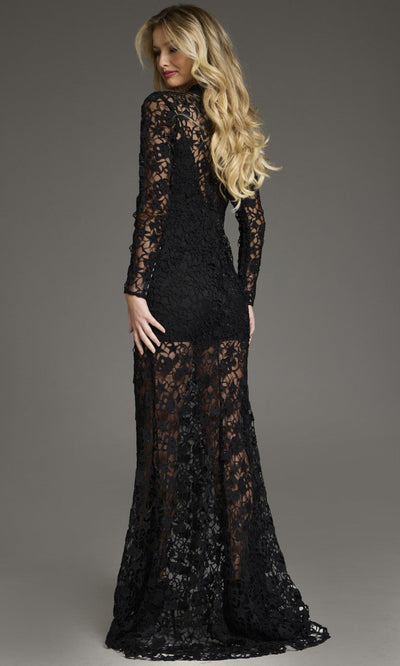 Jovani 39034 - High Neckline Floral Lace Gown