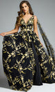 Embroidered Floral Gown with Cape Sleeves by Jovani