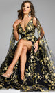 Embroidered Floral Gown with Cape Sleeves by Jovani