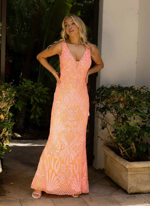 Prom Dresses Fitted Long Prom Dress Coral