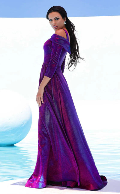 Jessica Angel JA391 Off-Shoulder A-Line Train Prom Party Cocktail Jersey Dress