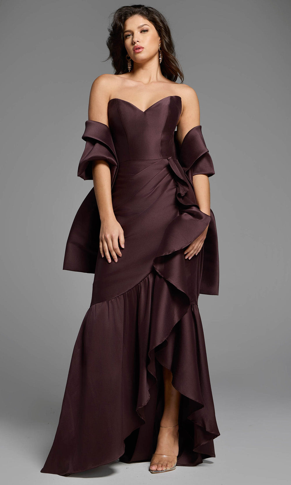 Jovani 39265 - Strapless Satin High Low Gown