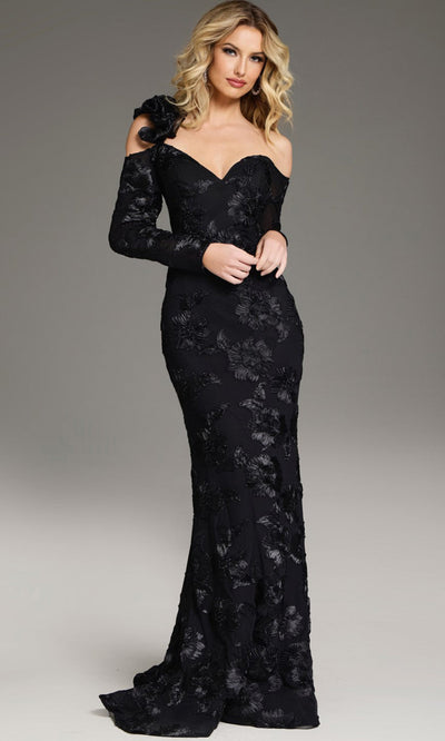 Jovani 39266 Long Sleeve Floral Lace Evening Gown