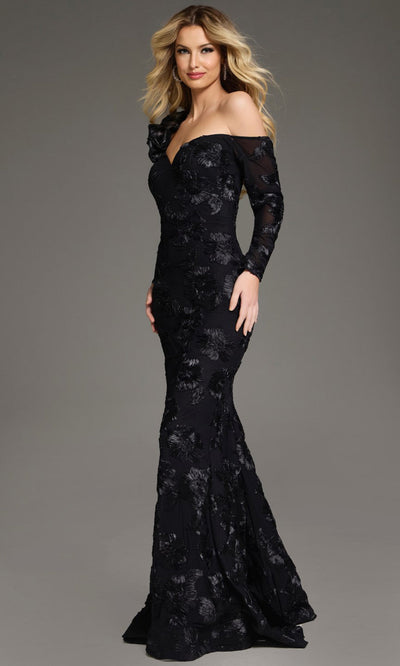 Jovani 39266 Long Sleeve Floral Lace Evening Gown