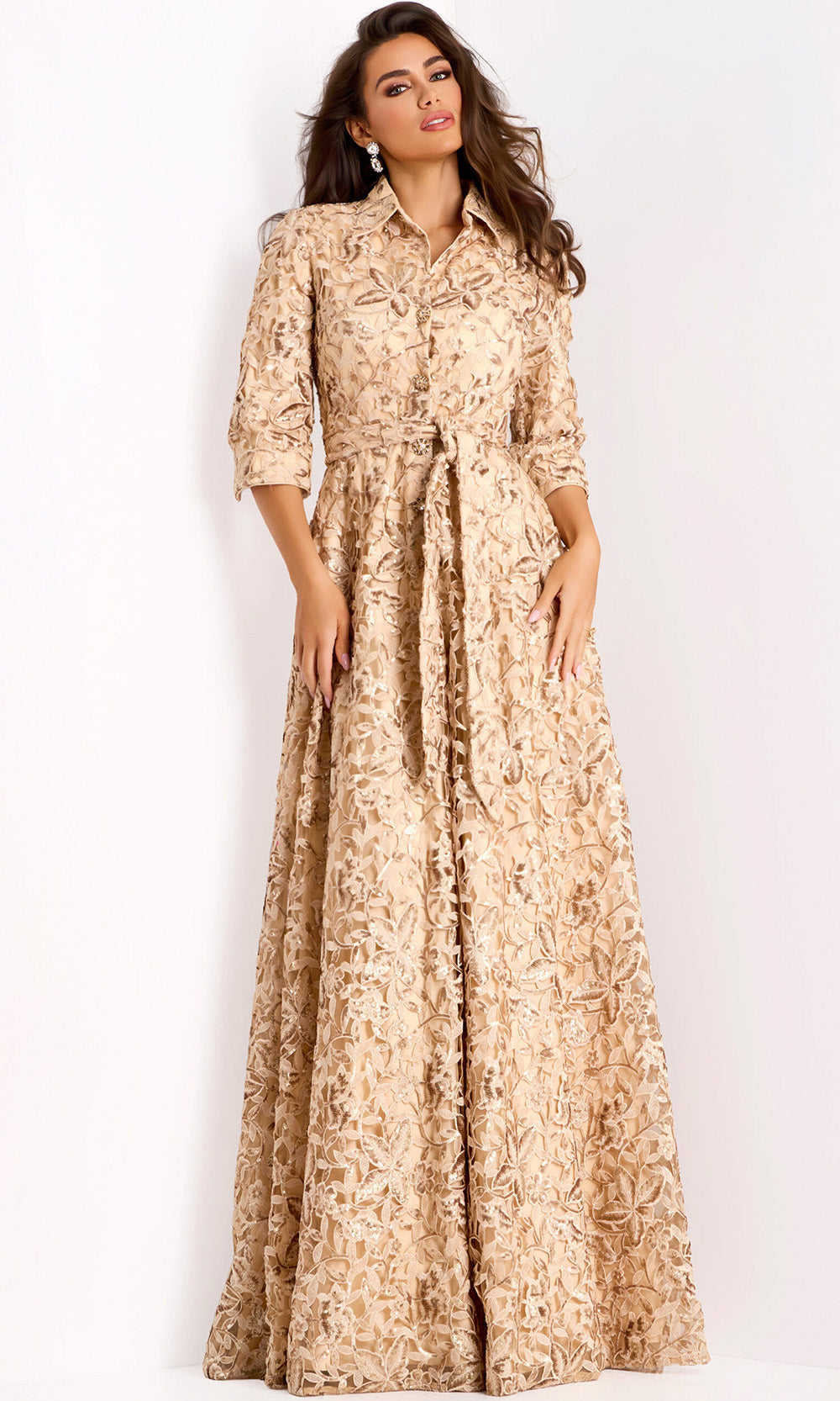 Jovani 39426 - Elegant Embroidered Lace Gown