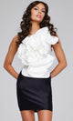 Asymmetric Neck Sculpted Dress with 3D Florals by Jovani