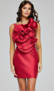 Asymmetric Neck Sculpted Dress with 3D Florals by Jovani