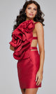 Asymmetric Neck Sculpted Dress with 3D Florals by Jovani