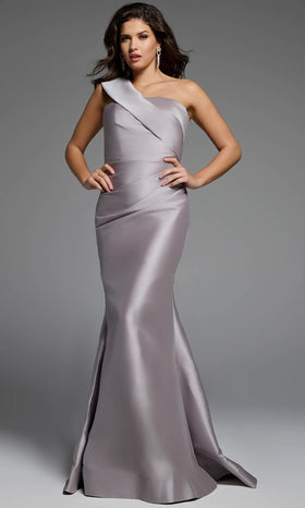 Sleek Satin One Shoulder Mermaid Gown by Jovani 39649