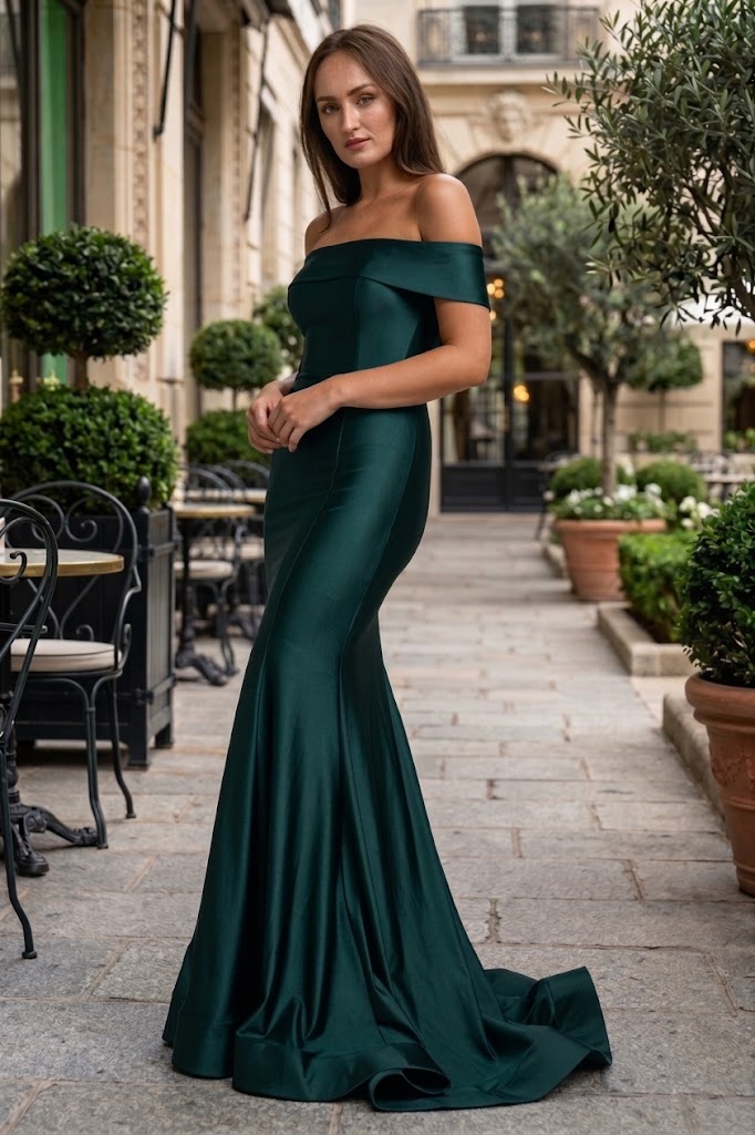 Emerald Green Bridesmaid Dresses-Inexpensive Amelia Couture 373 Off Shoulder - Emerald Green / 12 Emerald Green Bridesmaid Dresses-Inexpensive Amelia Couture 373 Off Shoulder - Emerald Green / 12