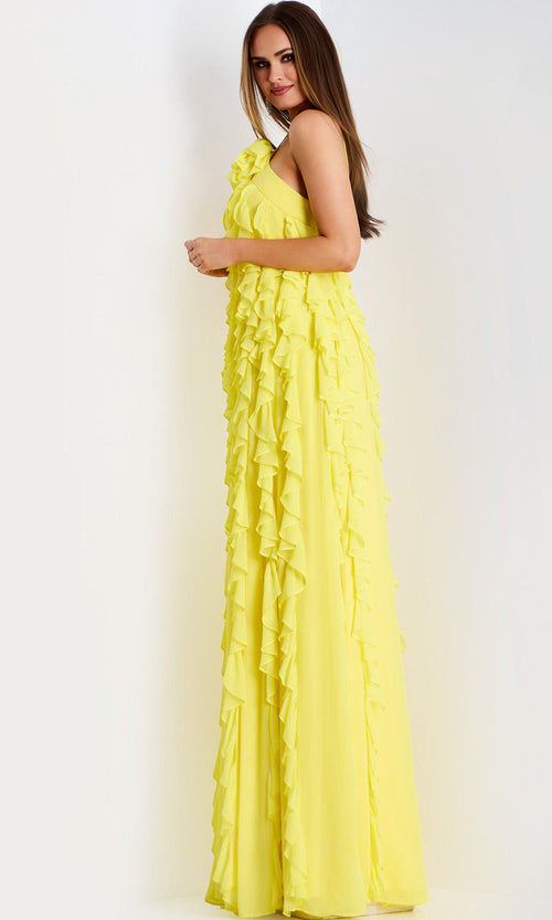 Jovani 39823 - Halter Chiffon Ruffle Evening Gown