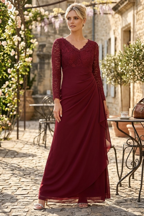 Long Sleeve Formal Mother of the Bride Evening Gown