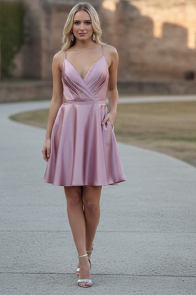 Simple Corset Pockets Short A-line Cocktail Dress | Cute Homecoming Outfit