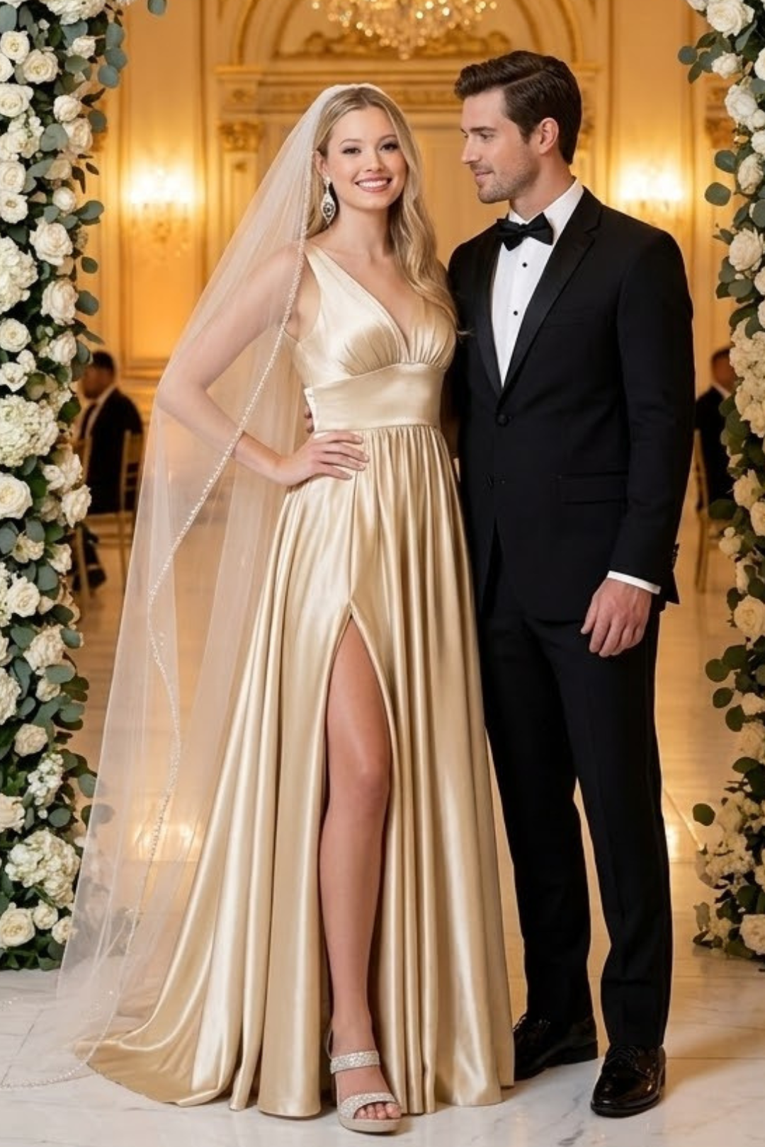 Champagne Wedding Dress Long Bridal Gown and Plus Size By MQ1723