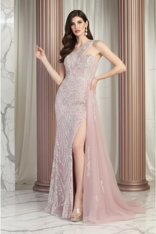 Royal Queen RQ8026 One Shoulder Embellished Prom Evening Gown