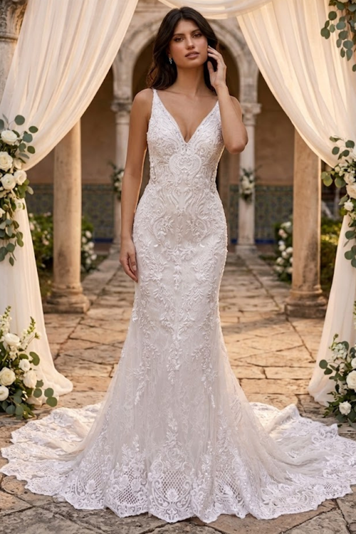 Primavera Couture 11101 Lace Bridal Gown Long Wedding Dress