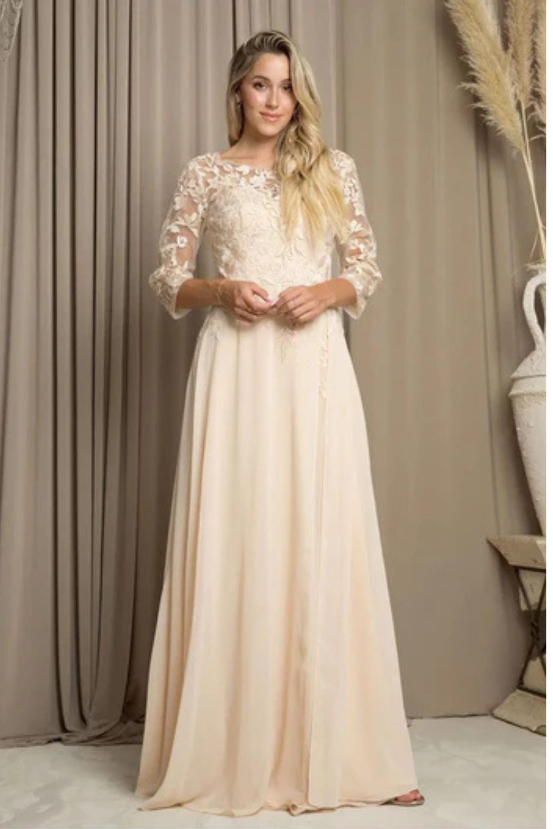 Clearance Eucalyptus Size L A-Line Long Mother of the Bride Formal Dress By Eva USA 5258