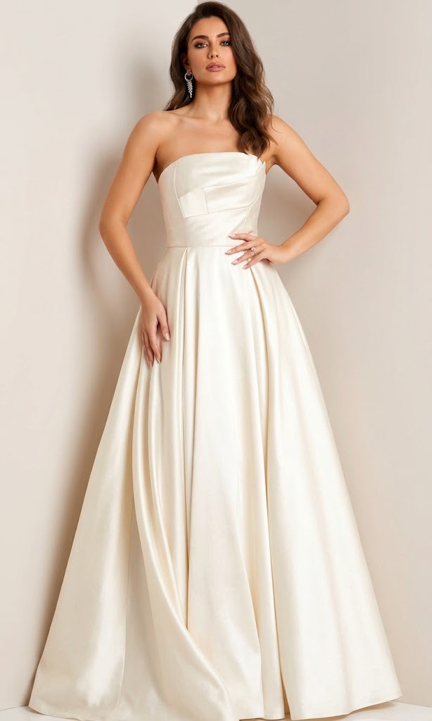 Jovani Pleated Bodice Strapless Evening Gown Jovani 44531