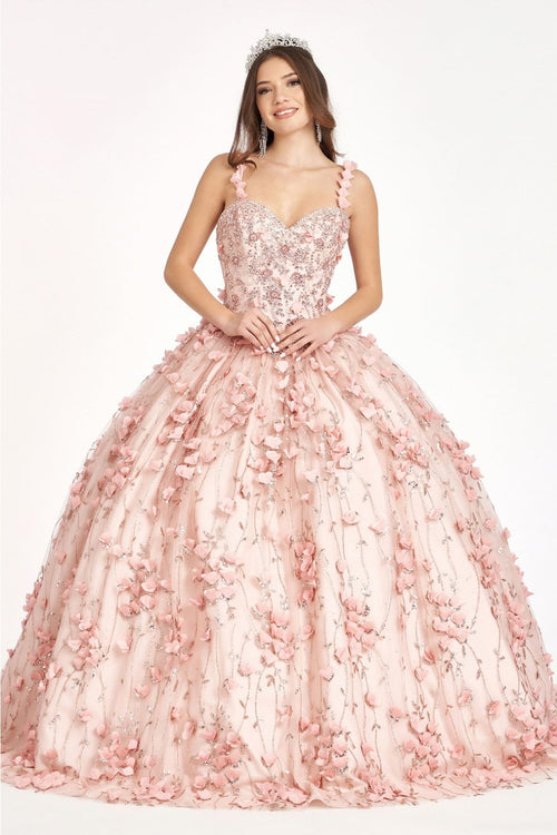 3D Applique Sleeveless Ball Gown by Elizabeth K GL1959 - XS / Blush - Quinceanera Dresses