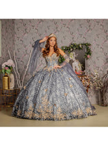 3D Butterfly Bell Sleeve Ball Gown by GLS Gloria GL3318