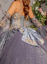 3D Butterfly Bell Sleeve Ball Gown by GLS Gloria GL3318