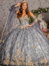 3D Butterfly Bell Sleeve Ball Gown by GLS Gloria GL3318