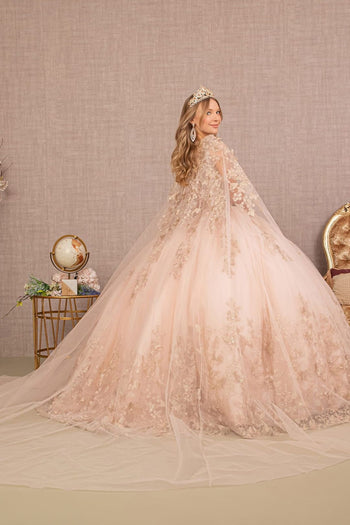 3D Butterfly Cape Ball Gown by Elizabeth K GL3104 - Quinceanera Dresses