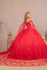 3D Butterfly Cape Sleeve Ball Gown by Elizabeth K GL3110 - Quinceanera Dresses