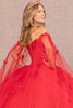 3D Butterfly Cape Sleeve Ball Gown by Elizabeth K GL3110 - Quinceanera Dresses