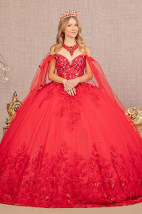 3D Butterfly Cape Sleeve Ball Gown by Elizabeth KGL3110