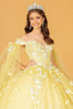 3D Butterfly Cape Sleeve Ball Gown by Elizabeth K GL3111 - Quinceanera Dresses