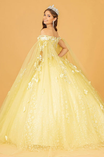 3D Butterfly Cape Sleeve Ball Gown by Elizabeth K GL3111 - Quinceanera Dresses