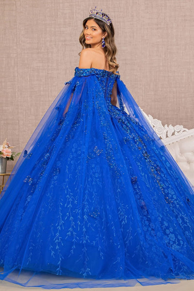 3D Butterfly Cape Sleeve Ball Gown by Elizabeth K GL3111 - Quinceanera Dresses