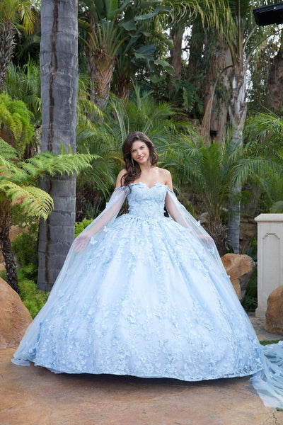 3D Butterfly Cape Sleeve Ball Gown by Bella Princess PQ1001