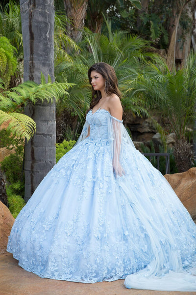 3D Butterfly Cape Sleeve Ball Gown by Bella Princess PQ1001